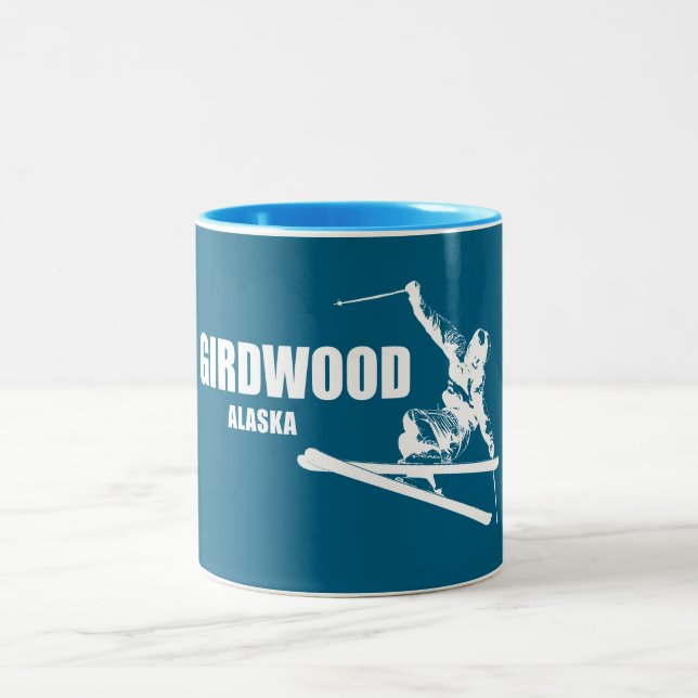 Girdwood Alaska skidåkare Två-Tonad Mugg (Center)