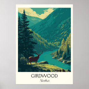 Girdwood Alaska Skog Hjort Natur Poster