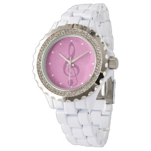 Gire Rosa Clef och Musik noter Armbandsur