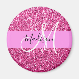 Girel och Glam Shock rosa Sparkles Monogram Magnet