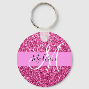 Girel och Glam Shock rosa Sparkles Monogram Nyckelring