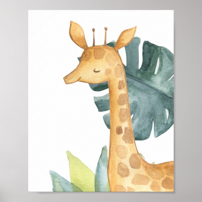 Girffe Safari Jungle Baby Nursery Skriv ut Poster (Framsidan)