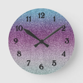 Girgiga Aqua Lila Mint Rosa Glitter Rund Klocka