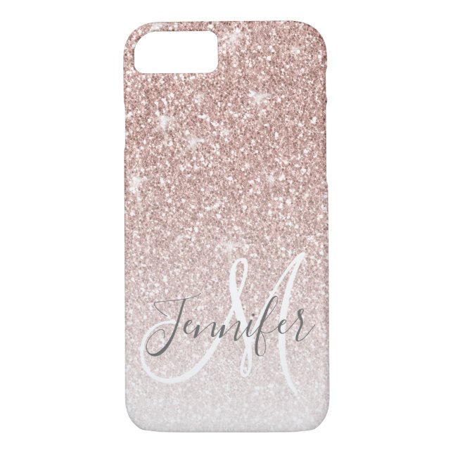 Girgiga Ro Glitter-Guld,  Monogram Namn Case-Mate iPhone Skal (Baksida)