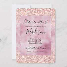 GirGnistra Rosa Glitter Inbjudningar