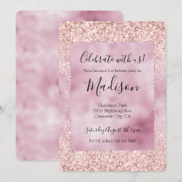 GirGnistra Rosa Glitter Inbjudningar