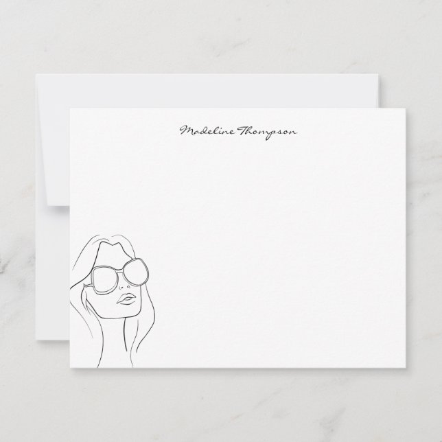 Girhandskrivet skript Typography Girl Ansikte Anteckningskort (Framsida)