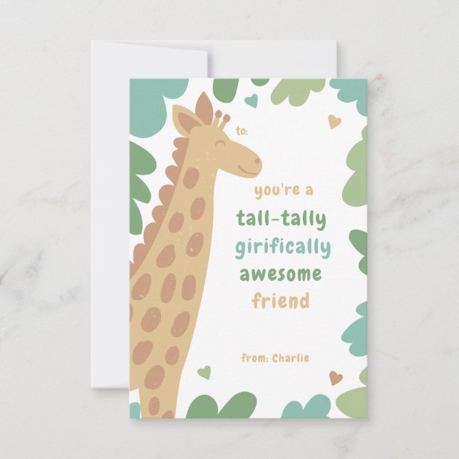 Giriffic Giraffe Classroom Valentine Card Kort (Framsida)