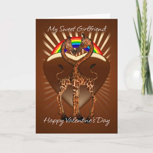 Girkompis Lesbisk Valentine Day Card med två Lo Helgkort (Framsida)