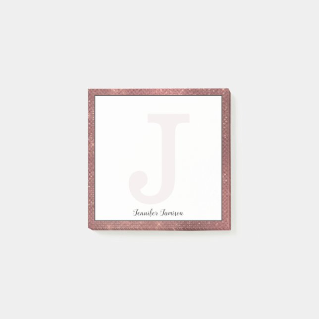 Girkoppar Diamond Glitter Small Monogram Namn Post-it Block (Framsida)