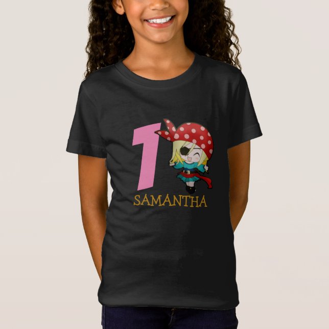 Girl 1st Birthday party pirat T-Shirt (Framsida)