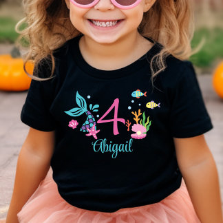 Girl 4e födelsedagen Sjöjungfru Svan Sea Personlig T Shirt
