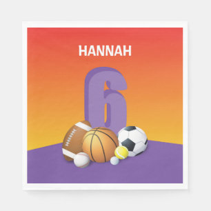 Girl 6e Birthday Sports Bollar Pappersservett