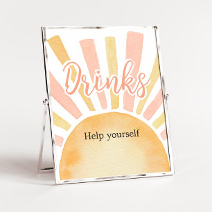 Girl A Little Ray of Sunshine Baby Shower Drinks Poster