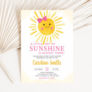 Girl A Little Ray of Sunshine Baby Shower Inbjudningar