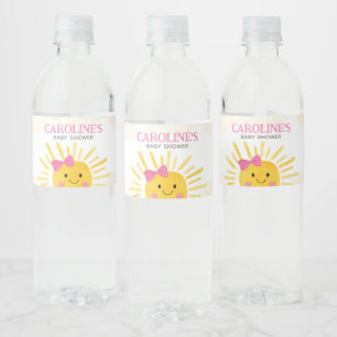 Girl A Little Ray of Sunshine Baby Shower Vattenflaskor Etikett