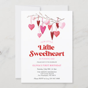 Girl A Little Swehoney Valentine 1st Birthday Inbjudningar