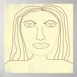 Girl abstrakt teckning art poster