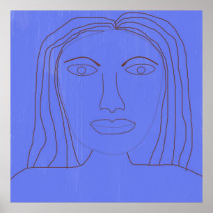 Girl abstrakt teckning art poster