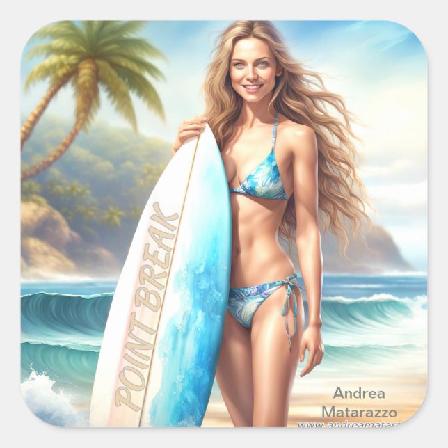 Girl Action Point Break Fyrkantigt Klistermärke (Framsida)