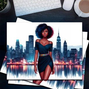 Girl African snyggt Afro hair mode business Vykort