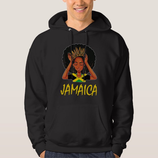 Girl Afro Pride Patriotic Melanin Proud Jamaican Q Hoodie (Framsida)