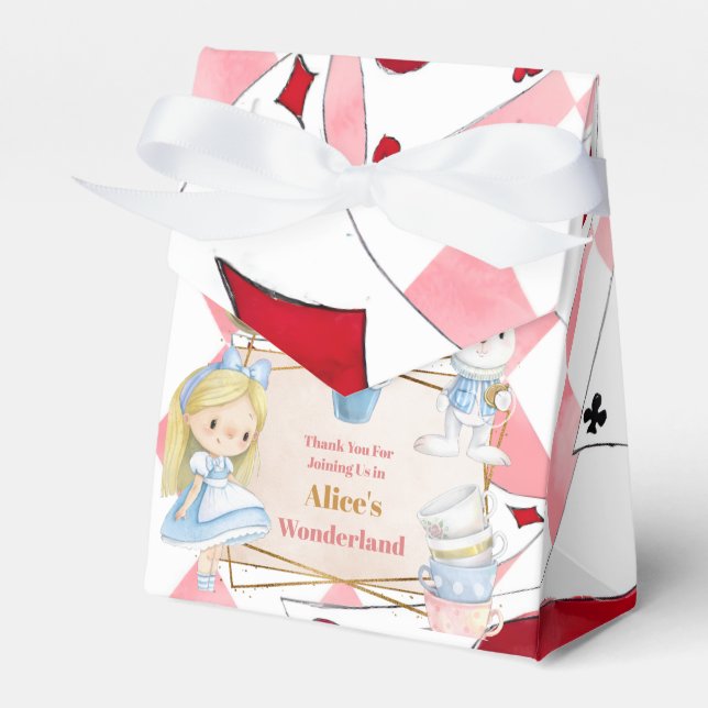 Girl Alice in Wonderland Birthday Tea Presentaskar (Framsidan Sidan)