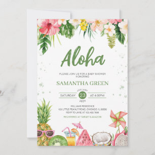 Girl Aloha Hawaiian Baby Shower Inbjudningar