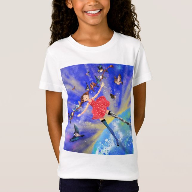 Girl and Birds T-Shirt Vår (Framsida)