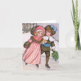 Girl and boy ice skating - Florence Hardy Kort