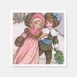 Girl and boy ice skating - Florence Hardy Pappersservett