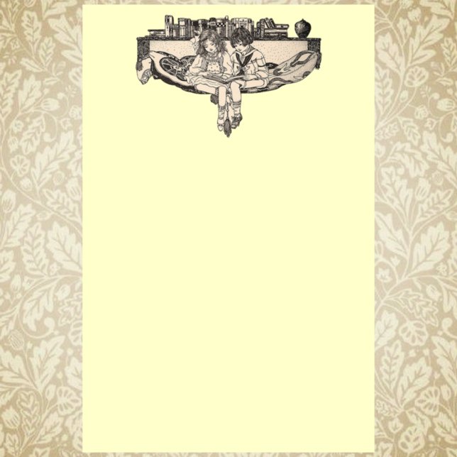 Girl and Boy Reading Brevpapper (Skapare uppladdad)