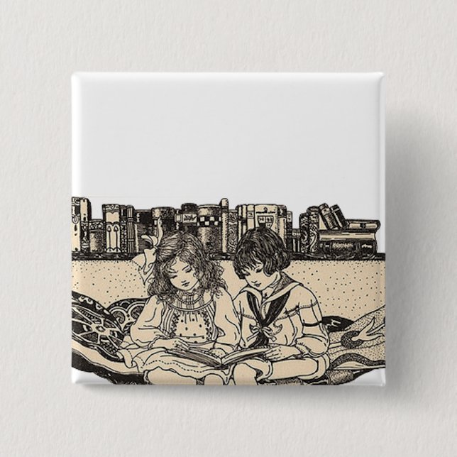 Girl and Boy Reading Knapp (Framsida)