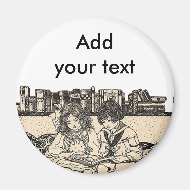 Girl and Boy Reading Magnet (Framsidan)
