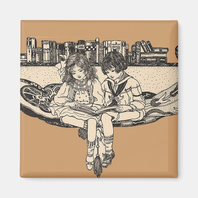 Girl and Boy Reading Magnet (Framsidan)