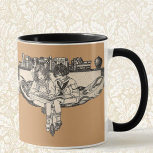 Girl and Boy Reading Mugg