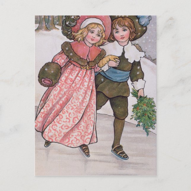Girl and Boy Skating Vykort (Framsida)