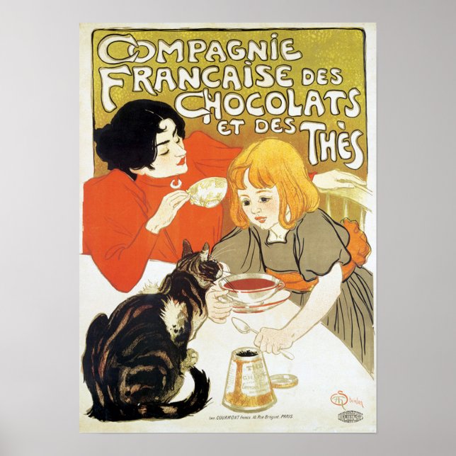 Girl and Cat, Alexandre Steinlen Poster (Framsidan)