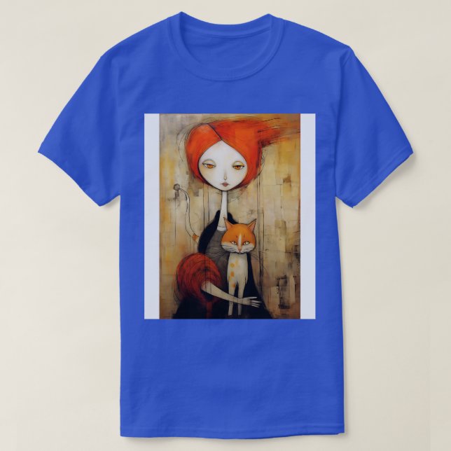 Girl and Cat T Shirt (Design framsida)