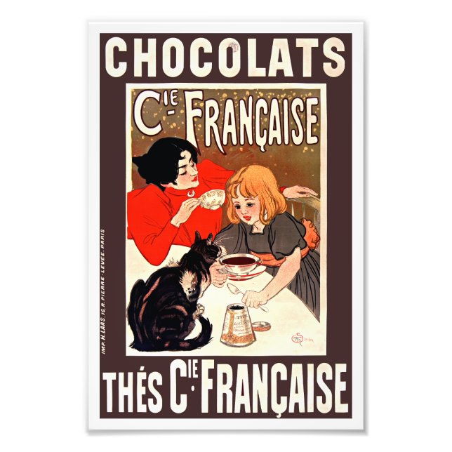 Girl and Cat, Vintage affisch, Alexandre Steinlen Fototryck (Framsidan)