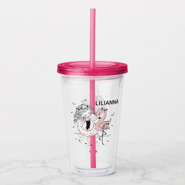 Girl and Flamingo Take Away Mugg (Framsida)