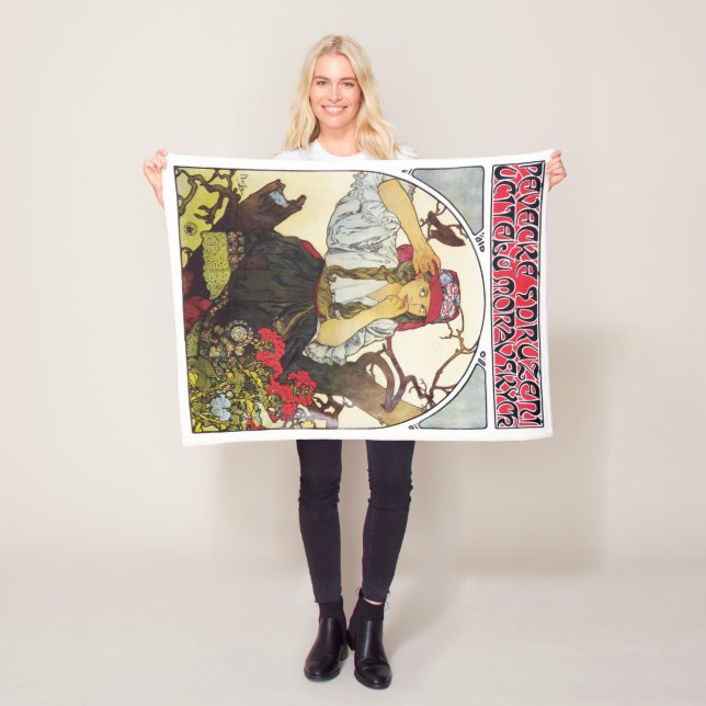 Girl and Geranium, Mucha Fleecefilt (På plats)