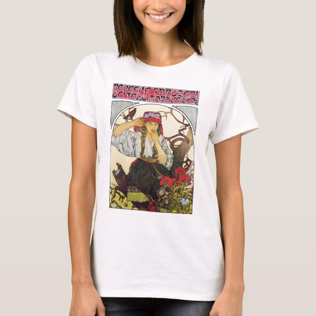 Girl and Geranium, Mucha T Shirt (Framsida)