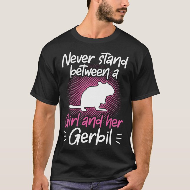 Girl and her Gerbil Rodent Desert Rat T Shirt (Framsida)