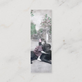 Girl and her Hund Bookmark Mini Visitkort