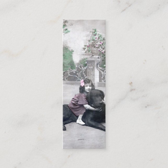 Girl and her Hund Bookmark Mini Visitkort (Framsida)