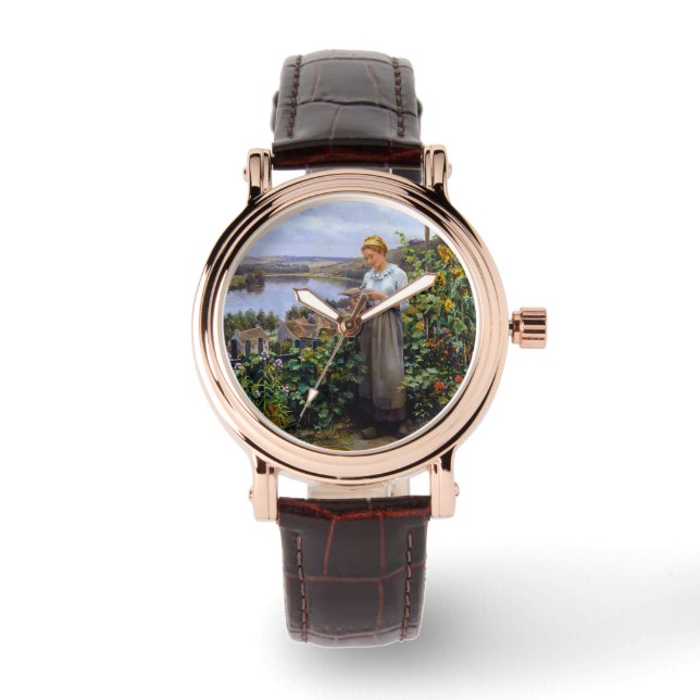 Girl and her Pet Dove (Young Woman and Bird) Armbandsur (Framsida)