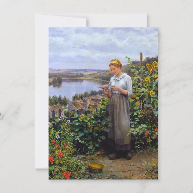 Girl and her Pet Dove (Young Woman and Bird) Kort (Framsida)