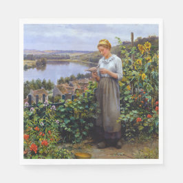 Girl and her Pet Dove (Young Woman and Bird) Pappersservett