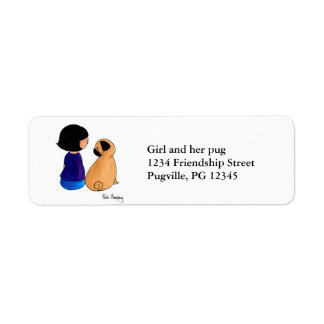 Girl and Her Pug Returadress Etikett